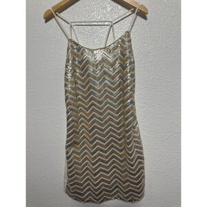 Forever 21 Chevron Sequin Cami Dress Mini Strappy Back